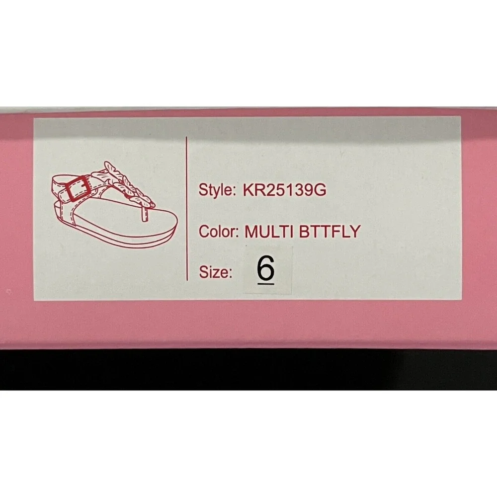 Maggie & Zoe Toddler Girls Butterfly Thong Sandals Size 6 Silver-Tan Lightweight
